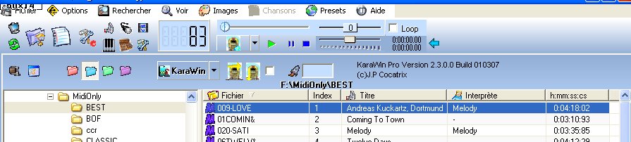 Main window of karaok�